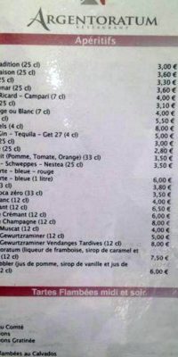 argentoratum carte boissons